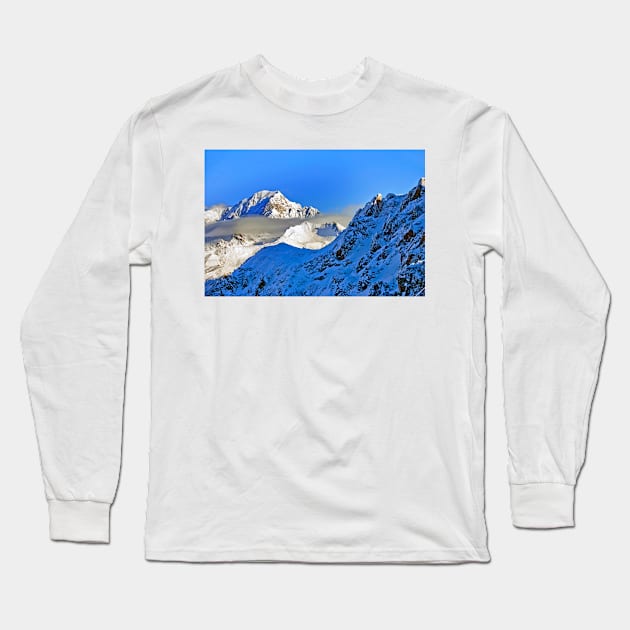 Mont Blanc Les Arcs French Alps France Long Sleeve T-Shirt by AndyEvansPhotos